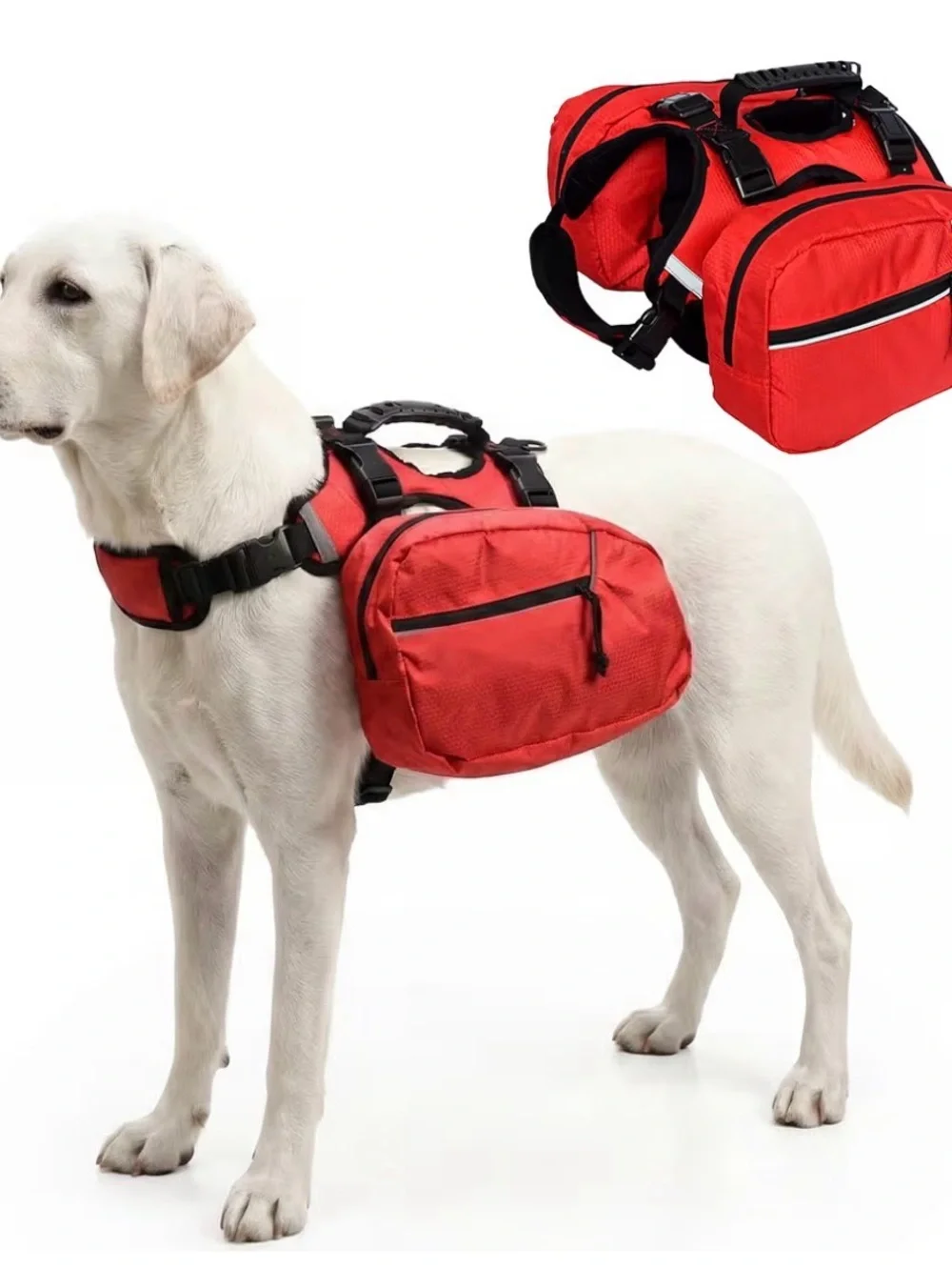 Red Dog Saddle Bag Harness with Side Pockets - Unbranded
